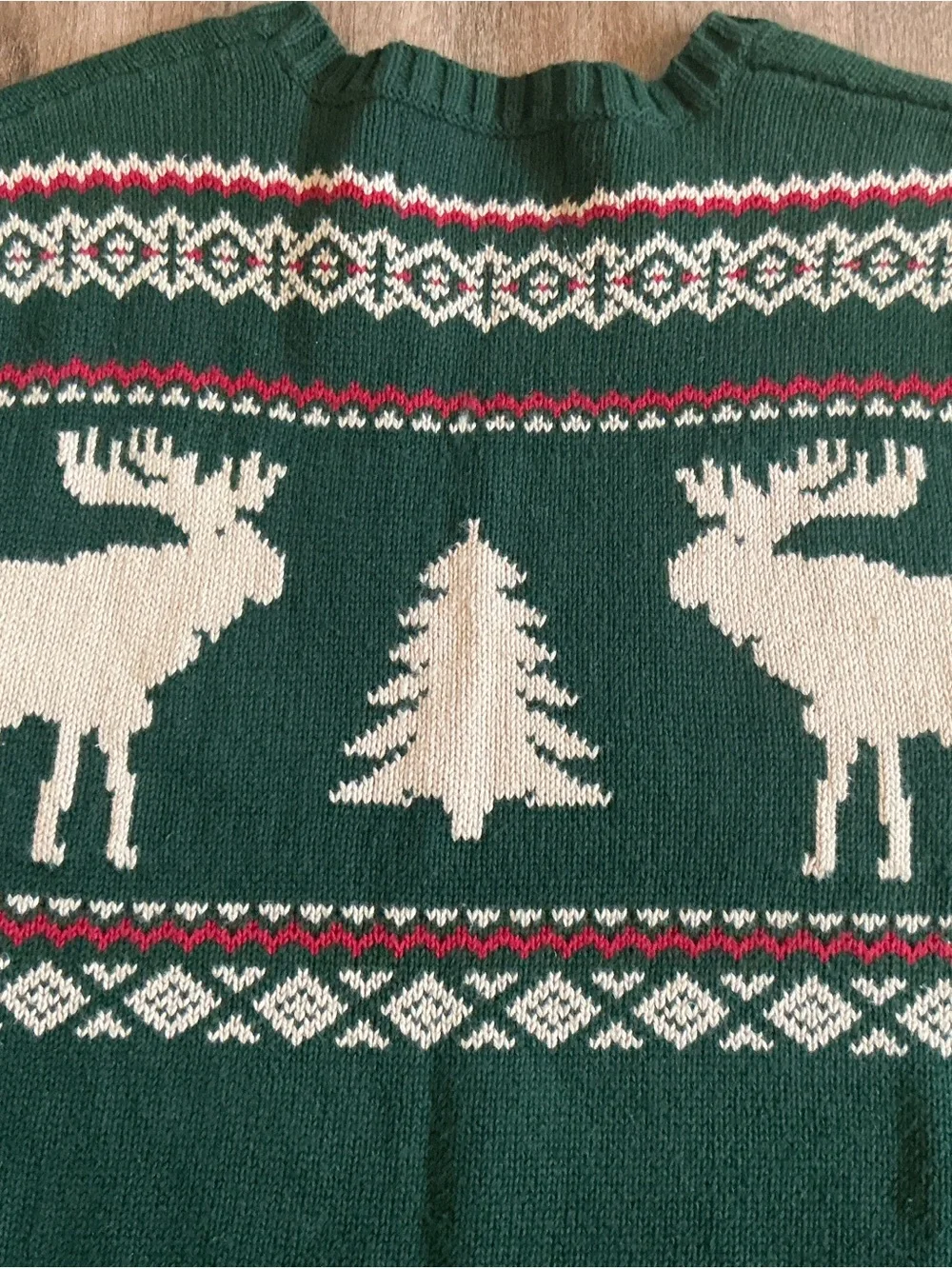 American Living Sweater Men's M Green Fair Isle Nordic Moose Lodge Ski Holiday